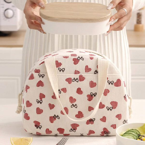 Rh2469 Insulated Lunch Bag  Beigeheartplum Blossom