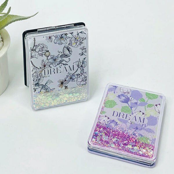 Dream Butterfly Square Glitter Portable Mirror