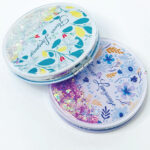 Luxuriant Flowers Round Glitter Portable Mirror