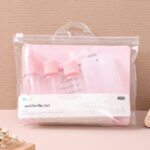 Travel Series Pink Cap Transparent Dispensing Bottle 7 Piece/Set C
