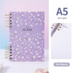 Small Daisy Hardshell Spiral Week Planner Notebook A5 184 Sheets (Purple)