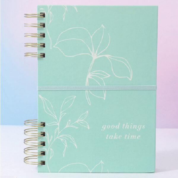 Flower Hardshell Spiral Week Planner Notebook A5 184 Sheets (Green)