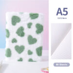 Heart Plush Lined Notebook A5 80 Sheets (Green)