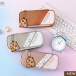 Capybara Applique Embroidered Three-Layer Pencil Case