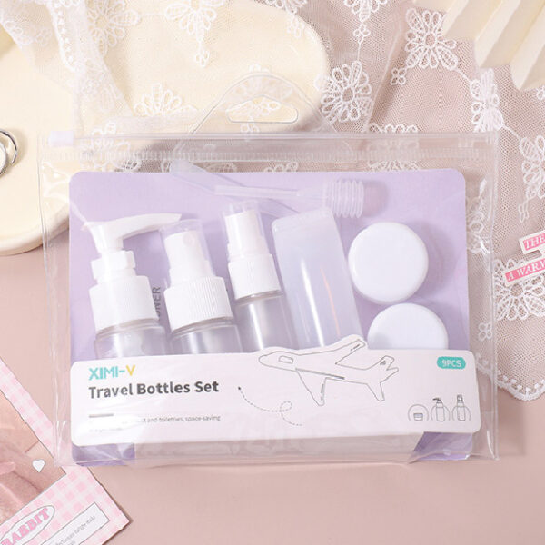 Travel Series Dull Polished Bottles 9Pcs/Set For Toiletries (A)