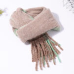 Popular Simple Color Contrast Scarf - Coffee