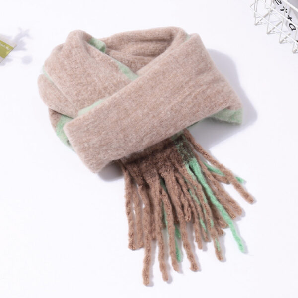 Popular Simple Color Contrast Scarf - Coffee
