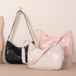 Trendy Cream Glossy Shoulder Bag