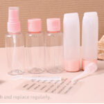 Travel Series Pink Cap Transparent Dispensing Bottle 7 Piece/Set C - Image 2