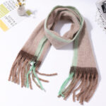 Popular Simple Color Contrast Scarf - Coffee - Image 2