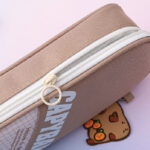 Capybara Applique Embroidered Three-Layer Pencil Case - Image 3