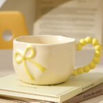 320Ml/10.82Fl.Oz. Cream Bowknot Ceramic Cup (Beige) - Image 3
