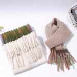 Popular Simple Color Contrast Scarf - Coffee - Image 3