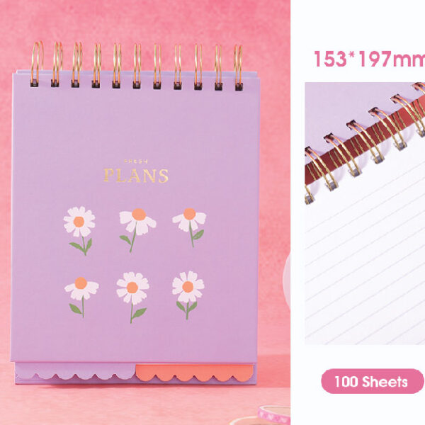 Small Daisy Mixed Pages Spiral Notebook 153x197Mm 100 Sheets (Purple)