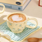 400Ml/13.52Fl.Oz. Fresh Floret Ceramic Breakfast Cup With Large Handle