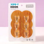 Imitation Wood Grain Round Traceless Sticky Hooks 6 Pcs (Brown)