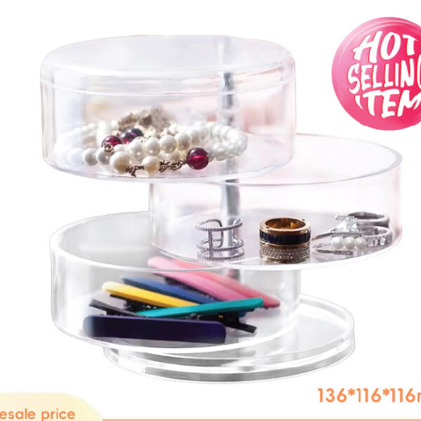 Rotating Jewelry Plastic Storage Box (Clear)