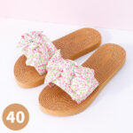 Floral Series Bowknot Flat Beach Sandals 40 (Beige)