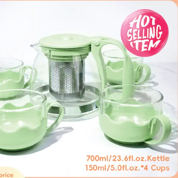 Classic Kettle & Cups Set 5 PCS (Green)