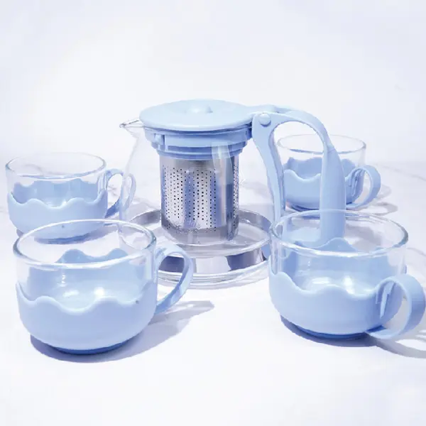 Classic Kettle & Cups Set 5 PCS (Blue)