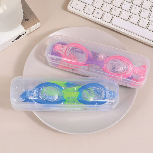 Childrens Color-Block Auto-Buckle Swimming Goggles (With Earplugs And Nose Clip)