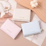 Simple Heart Embossed Trifold Purse For Women - Image 2