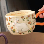 350Ml/11.83 Fl.Oz. Floral 3D Bunny Single Ceramic Cup With Large Handle - Image 2