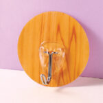 Imitation Wood Grain Round Traceless Sticky Hooks 6 Pcs (Brown) - Image 2