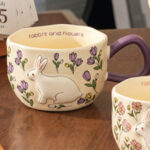 350Ml/11.83 Fl.Oz. Floral 3D Bunny Single Ceramic Cup With Large Handle - Image 3