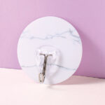 Marbling Round Traceless Sticky Hooks 6 Pcs (White) - Image 3