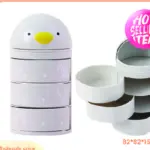 Cartoon Three-Layer Rotating Desktop Plastic Storage Box (Gray)