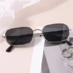 Silver Narrow Frame Sunglasses Men Black Grey