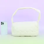 Love embroidered cotton filled shoulder bag