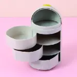 Cartoon Three-Layer Rotating Desktop Plastic Storage Box (Gray) - Image 2