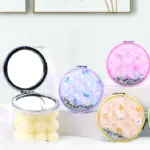 Large Round Trendy Glitter Portable Mirror - Image 2