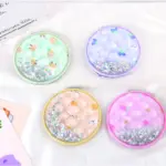 Large Round Trendy Glitter Portable Mirror - Image 3