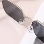 Silver Narrow Frame Sunglasses Men Black Grey - Image 3